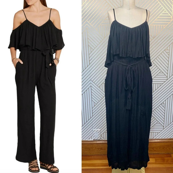 Mara Hoffman OfftheShoulder Crinkle Crepe Jumpsuit